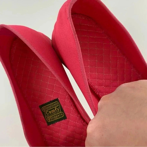 Daniel Green comfy house shoes 5 pink 60s vintage Barbiecore smoking slippers - Picture 11 of 14